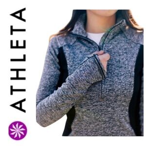 Athleta Running Wild Half-Zip Pullover Gray Black Heather Size Small